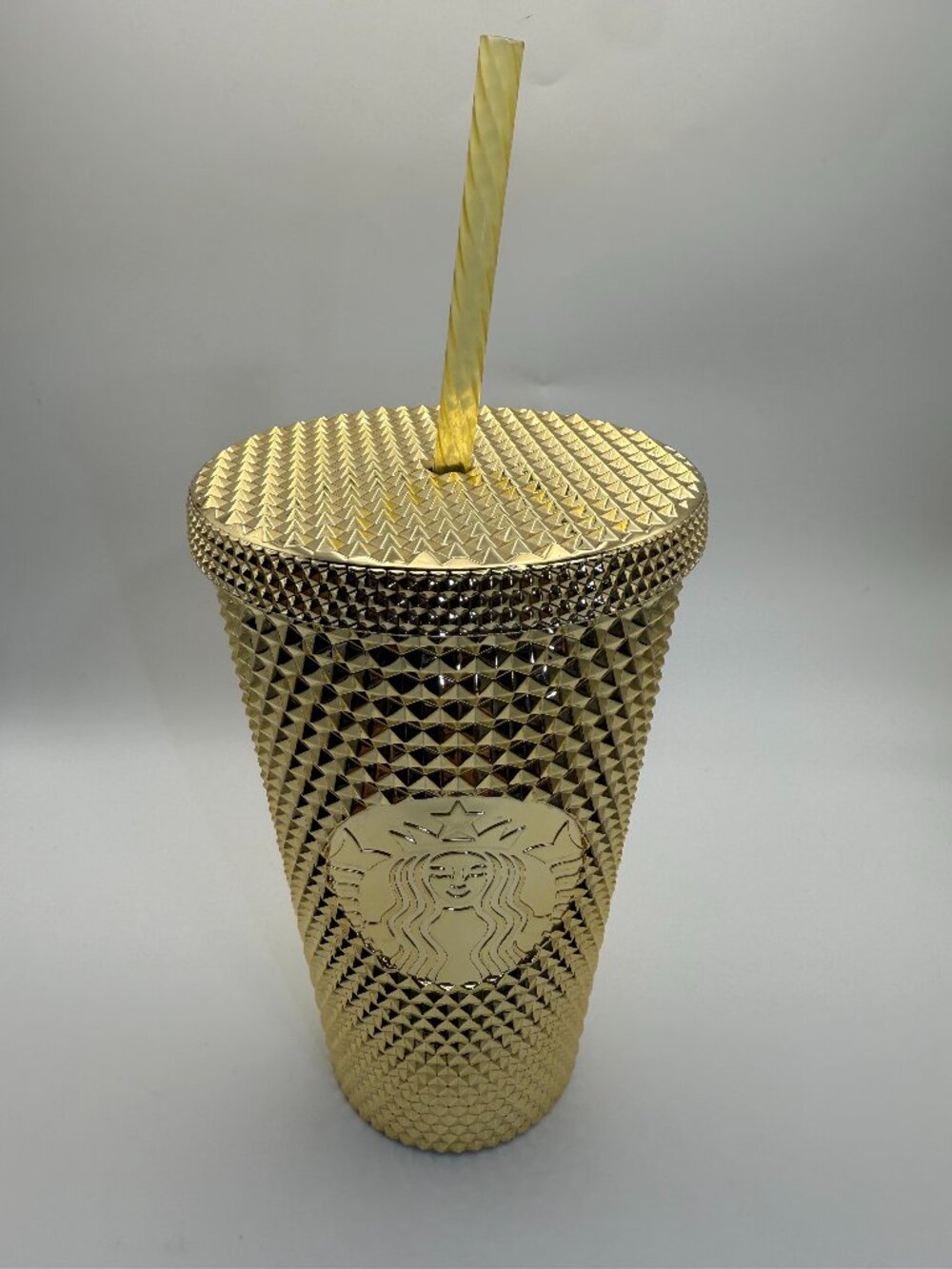 Starbucks Gold Studded Tumbler 16oz Cold Cup w Straw 2022 Limited Edition Metal